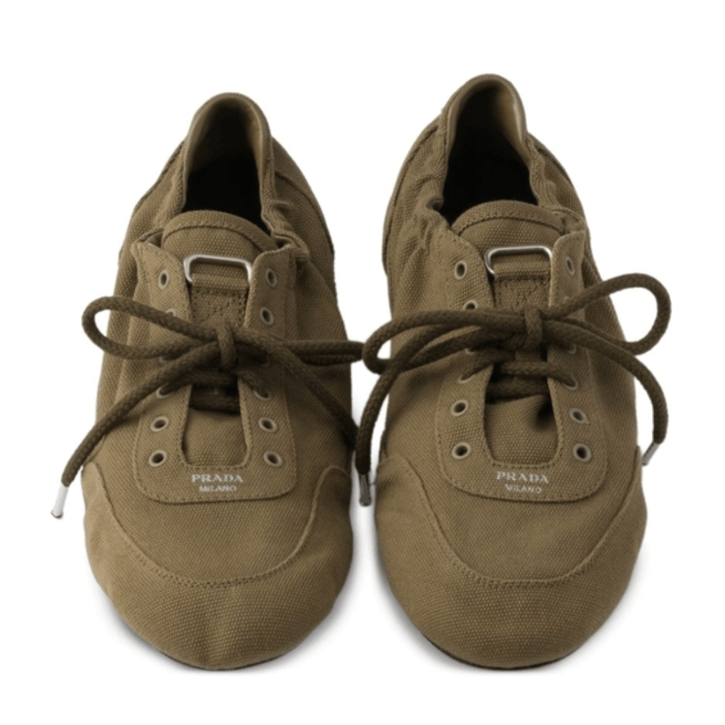 Army green canvas Collapse sneakers