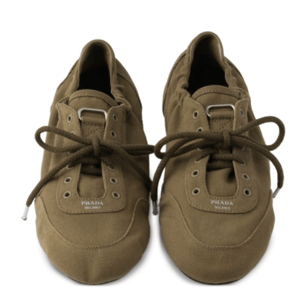Army green canvas Collapse sneakers