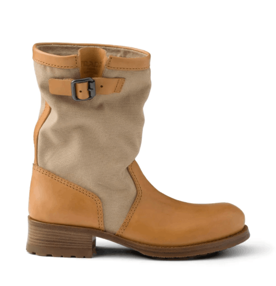 Prada Leather And Canvas Boots