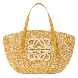 Medium Eclipse basket in raffia and calfskin Yellow
