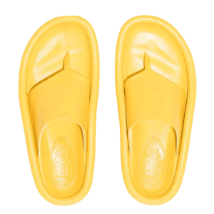 Faux Leather Thong Sandals - yellow