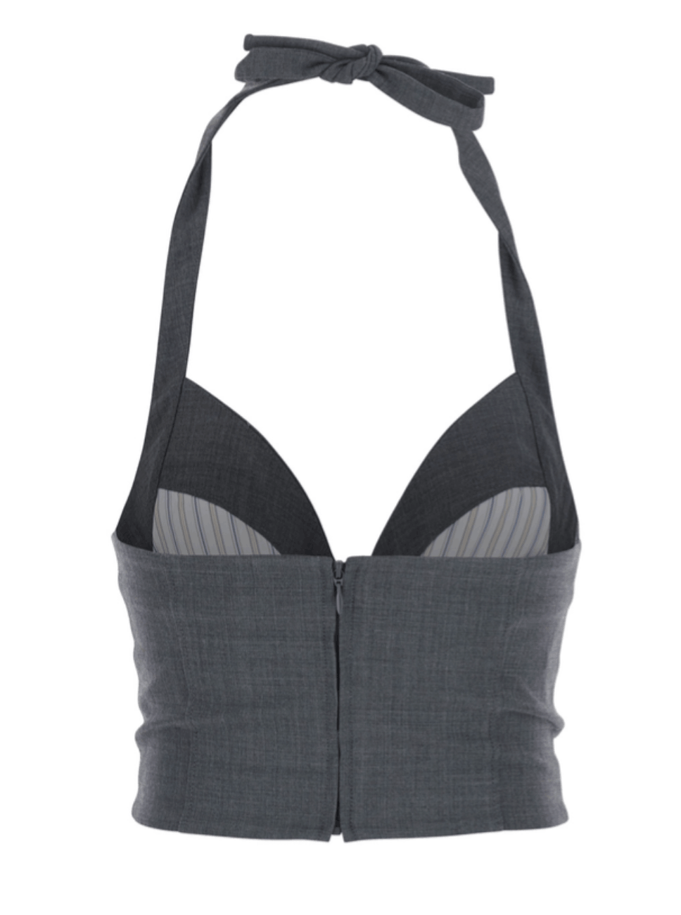 SHUSHU/TONG Halterneck bow-tie Top Grey
