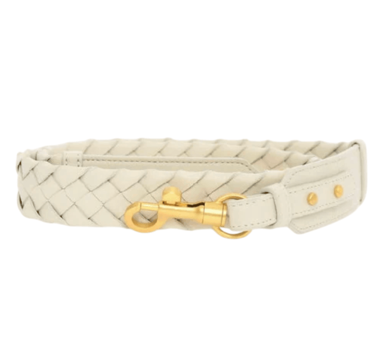 Bottega Veneta Woven Leather Cabat Shoulder Strap In Gold
