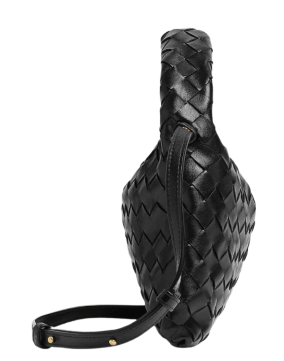 Bottega Veneta Calfskin Leather Mini Hop Crossbody Bag Black