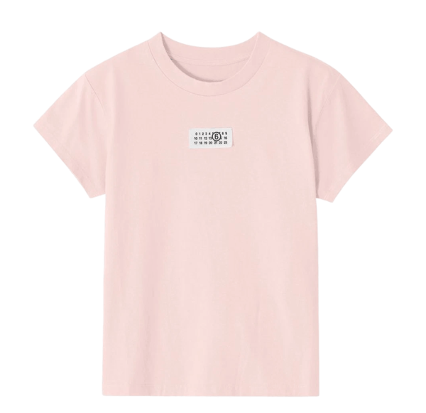(W) MM6 Maison Margiela Numbers Logo Patch T-Shirt Pink