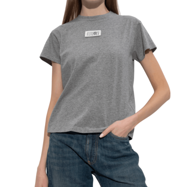 (W) MM6 Maison Margiela Numeric Cotton Jersey T-Shirt Grey