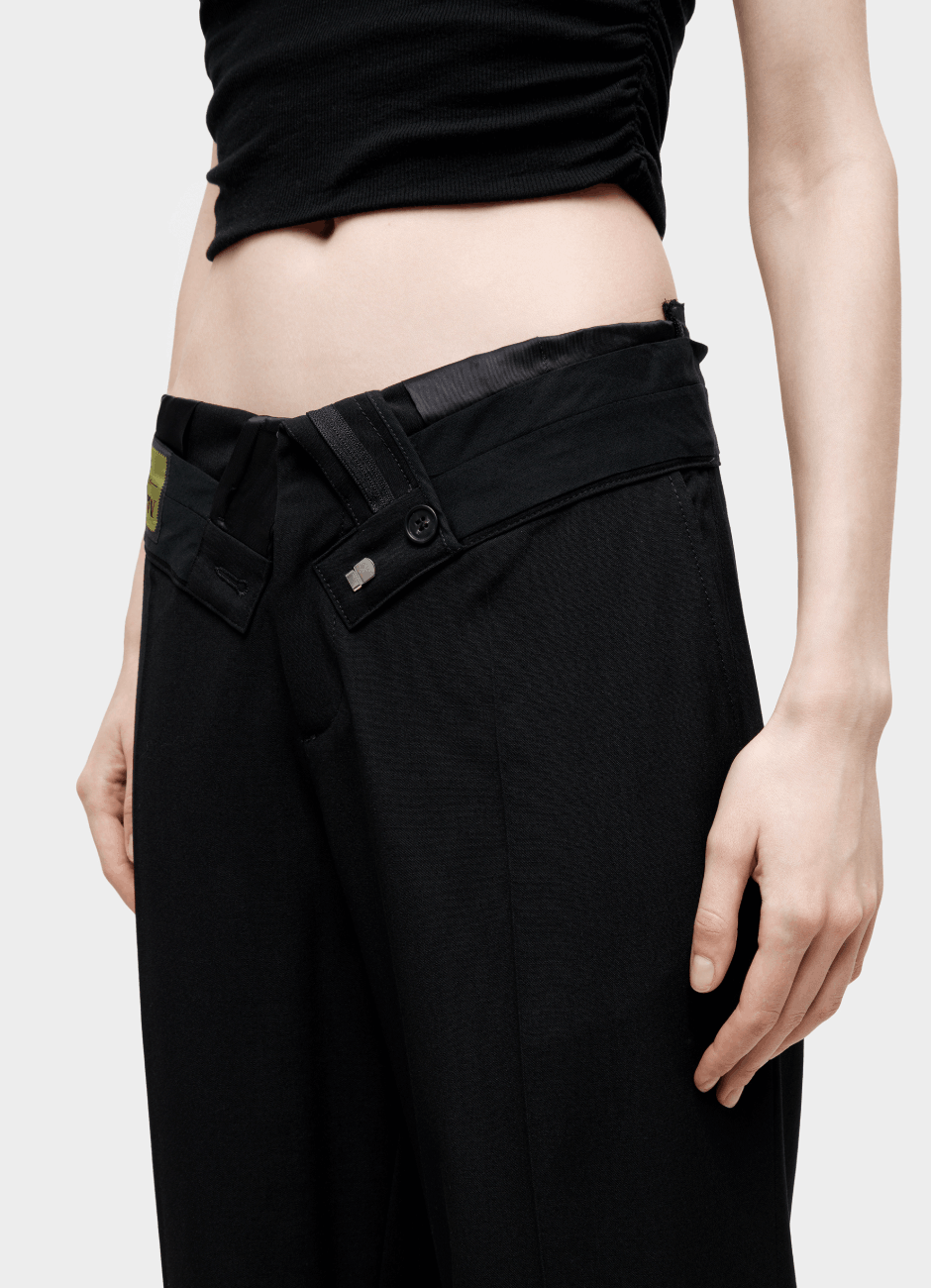 Black Reverse Waistband Trousers