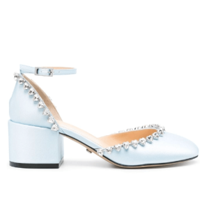 Mach & Mach Satin crystal embellished pumps