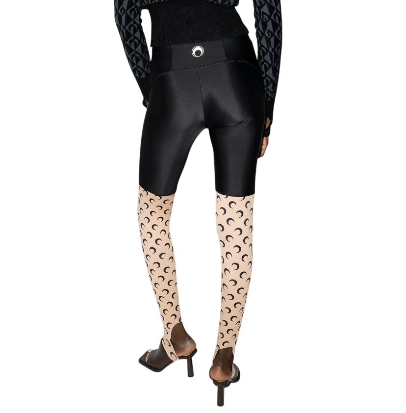 MARINE SERRE TROMPE L'OEIL CYCLING SHORT LEGGINGS MOON TAN
