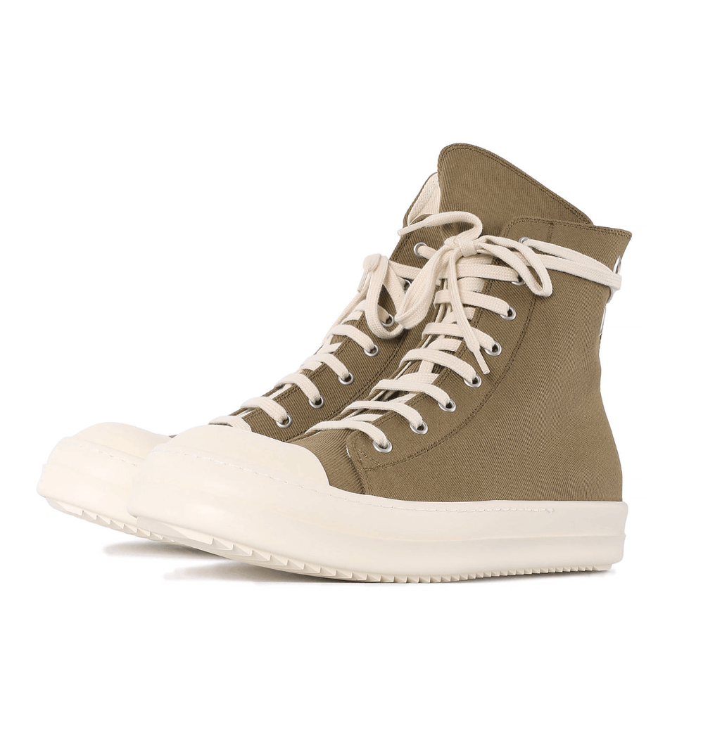 DRKSHDW OVERDYED DENIM HIGH SNEAKERS PALE GREEN/MILK/MILK