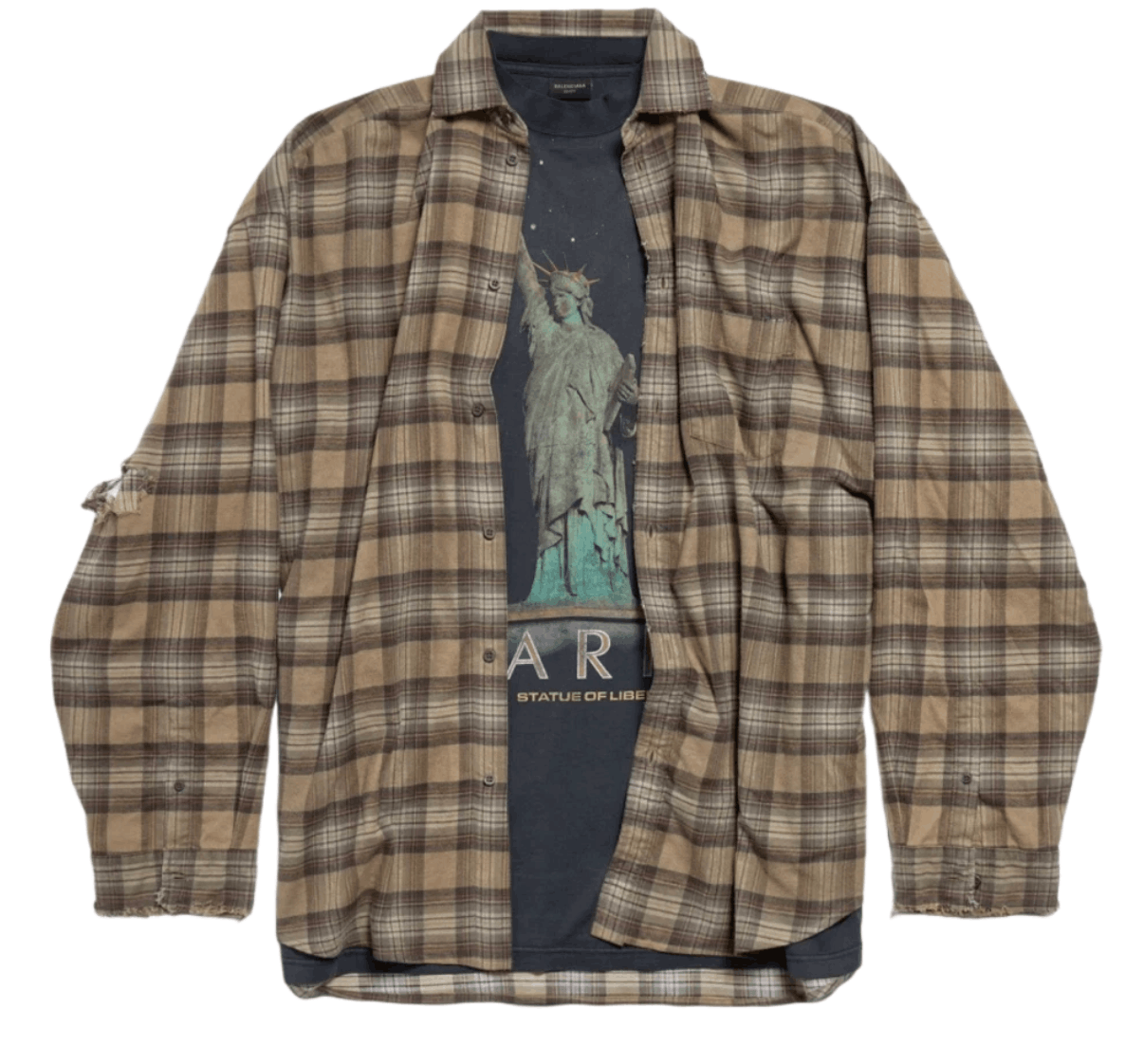 Balenciaga Paris Liberty Layered Oversized Shirts Dark Green