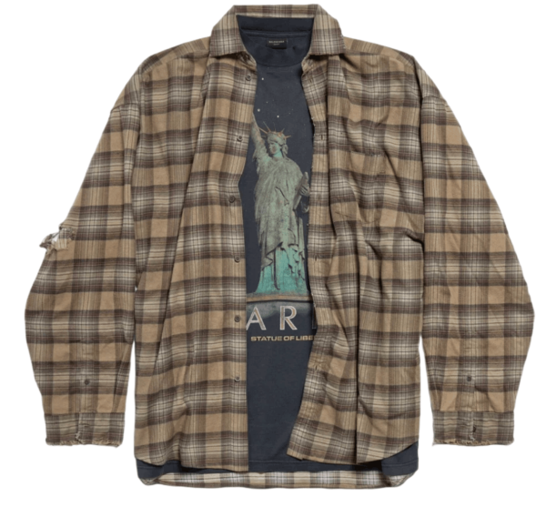 Balenciaga Paris Liberty Layered Oversized Shirts Dark Green