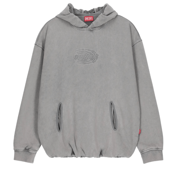 Diesel women grey hoodie with embroidered logo