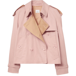(W) Burberry Cotton Gabardine Cropped Trench Coat Sorbet Pink