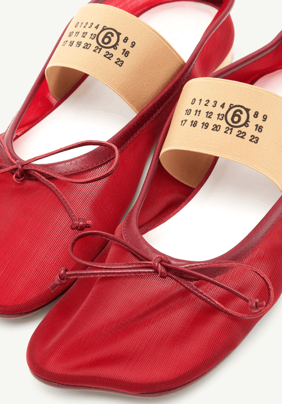 MM6 Maison Margiela Mesh Ballet Shoe Red