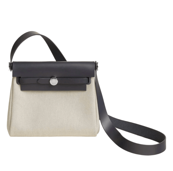 Hermes Herbag Zip 20 Bag H Viking Canvas Hunter Cowhide & Palladium Ecru Bleu Glacier Ardoise