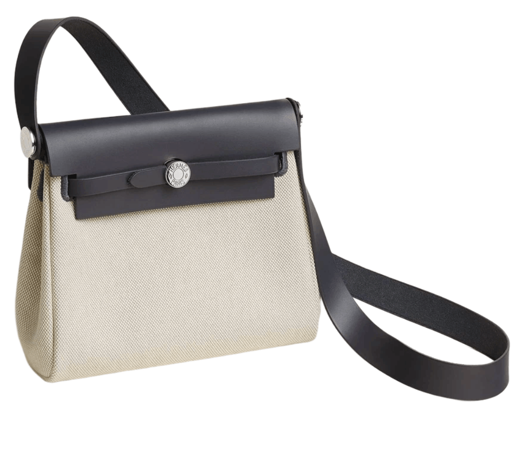 Hermes Herbag Zip 20 Bag H Viking Canvas Hunter Cowhide & Palladium Ecru Bleu Glacier Ardoise