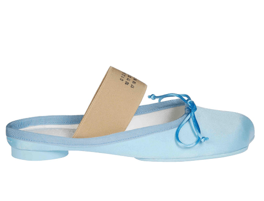 (W) MM6 Maison Margiela Slides with Print Logo Light Blue