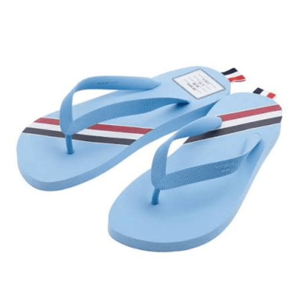 Thom Browne Molded Rubber Stripe Flip Flop Medium Blue