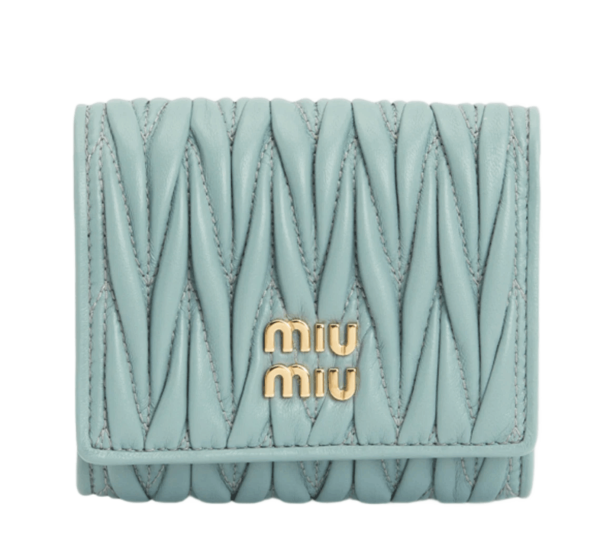 Miu Miu Matelasse Nappa Leather Wallet Powder Blue