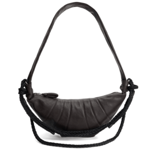 BRAID MEDIUM CROISSANT BAG IN LEATHER - Dark Brown