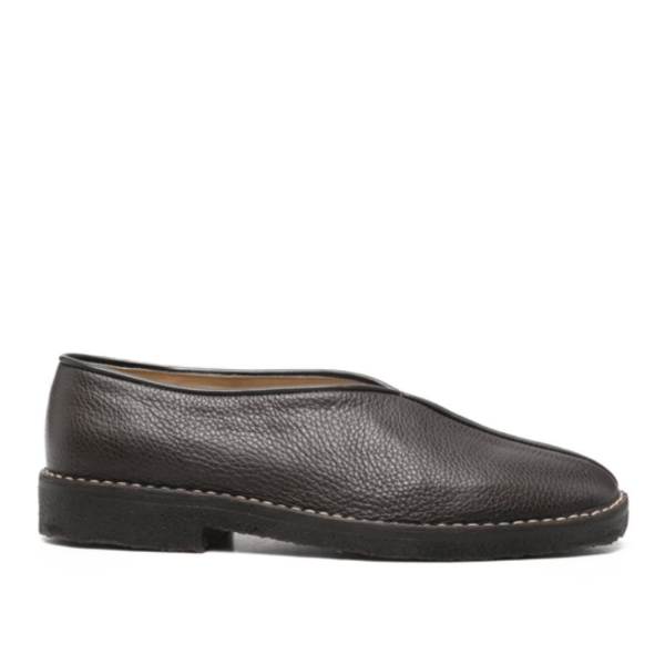 (M) Piped Crepe Slippers in Dark Brown 