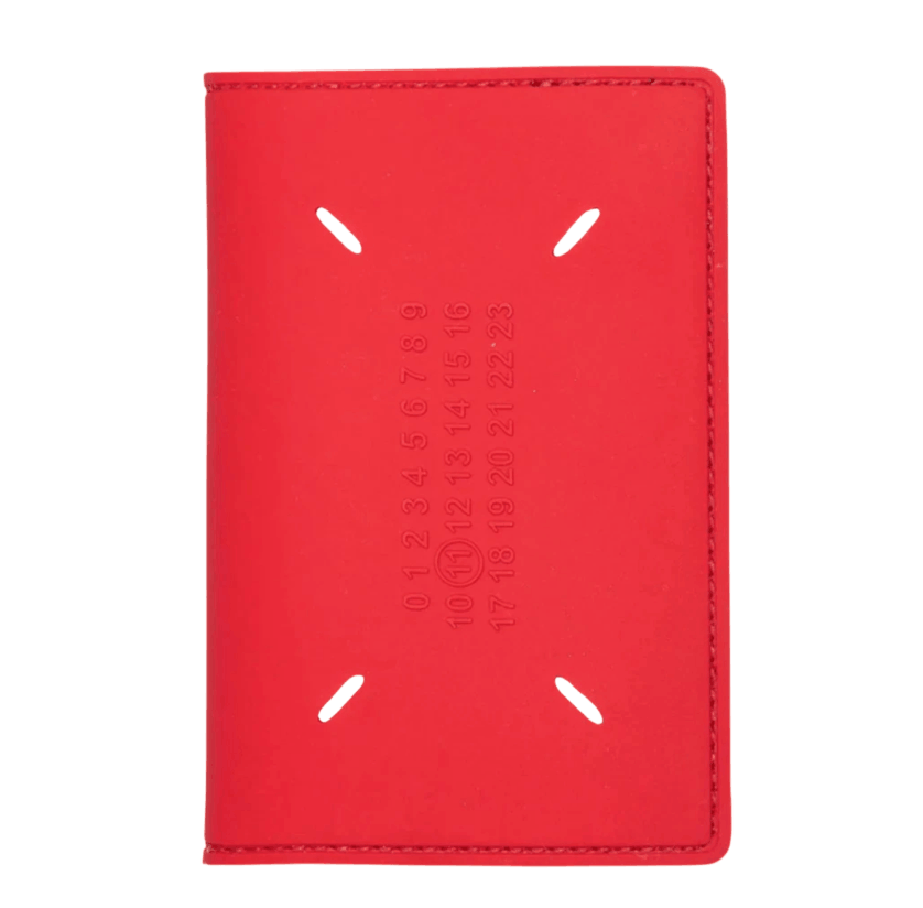 Maison Margiela Red Numbers Logo Bi-Fold Card Holder Red