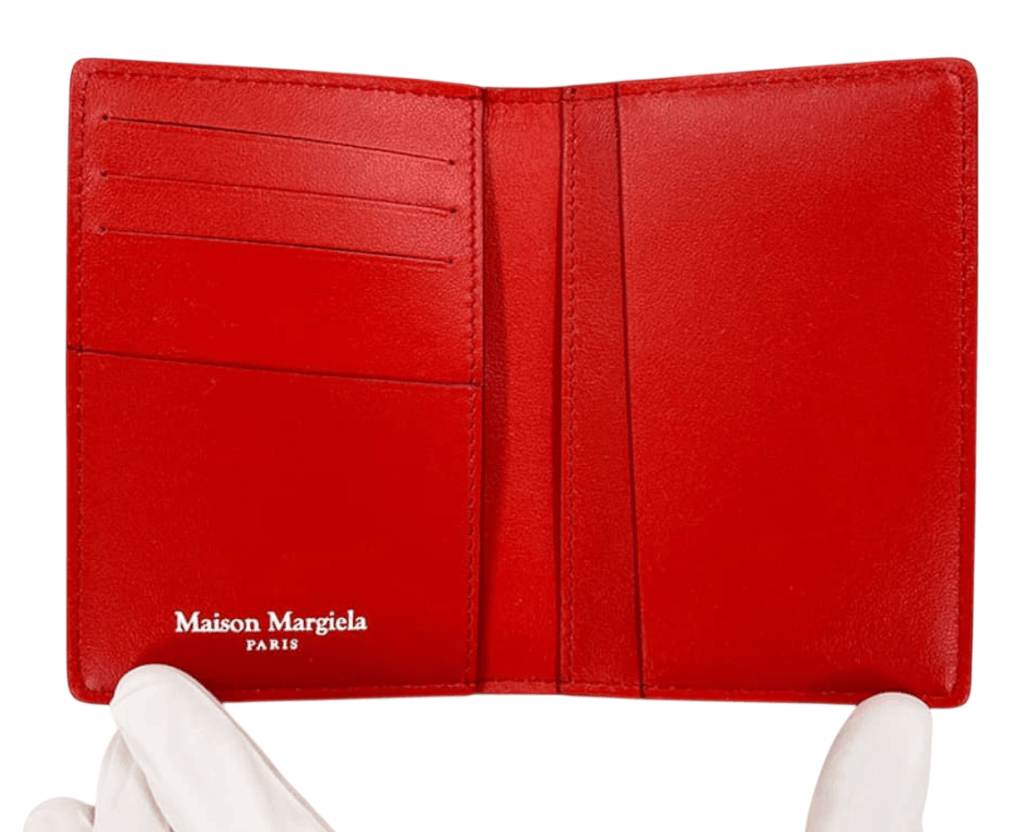 Maison Margiela Red Numbers Logo Bi-Fold Card Holder Red