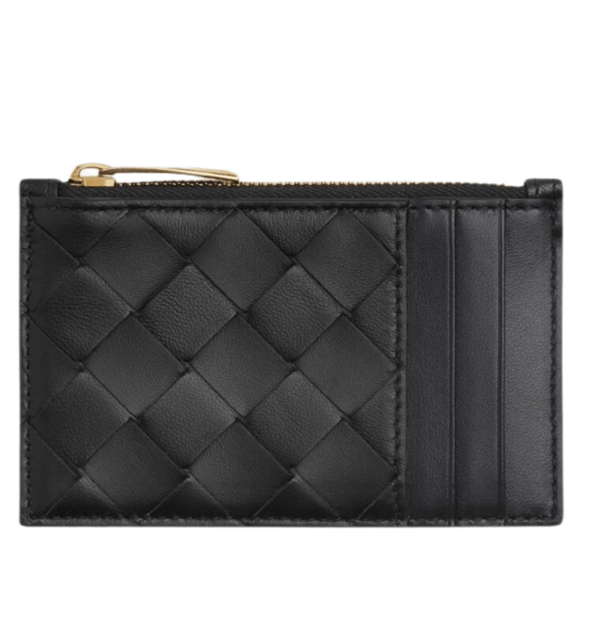 Bottega Veneta Intrecciato Zipped Card Case Black