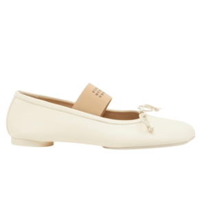SS25 Number Logo Band Leather Flat Shoes - Ivory