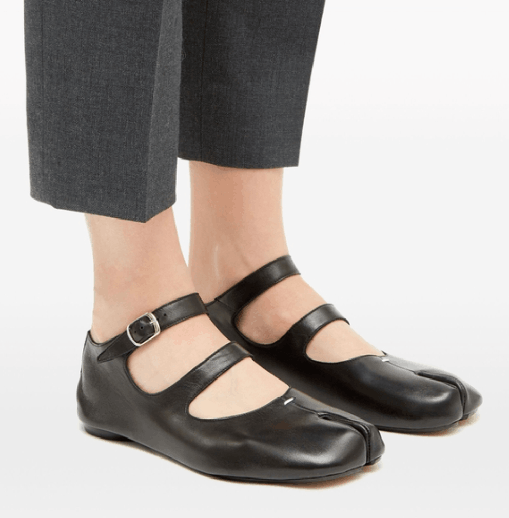TABI DOUBLE STRAP BALLET SHOES BLACK