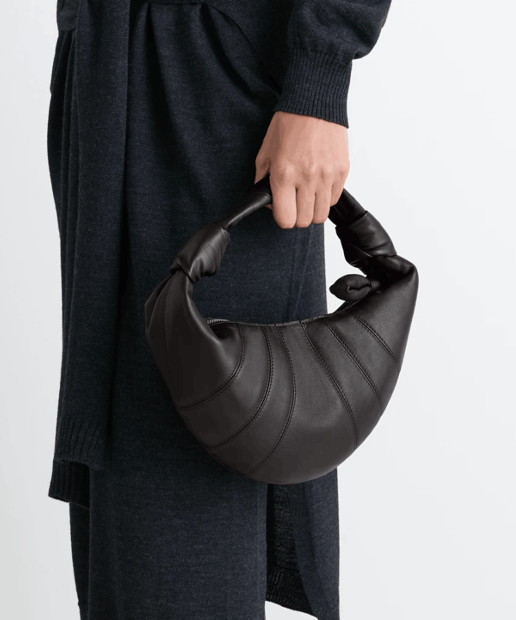 Lemaire Mini Fortune Croissant Bag Soft Nappa Leather Dark Chocolate
