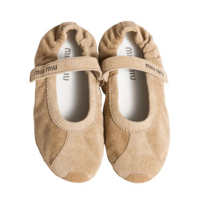 Desert Beige Plume Suede Ballerinas