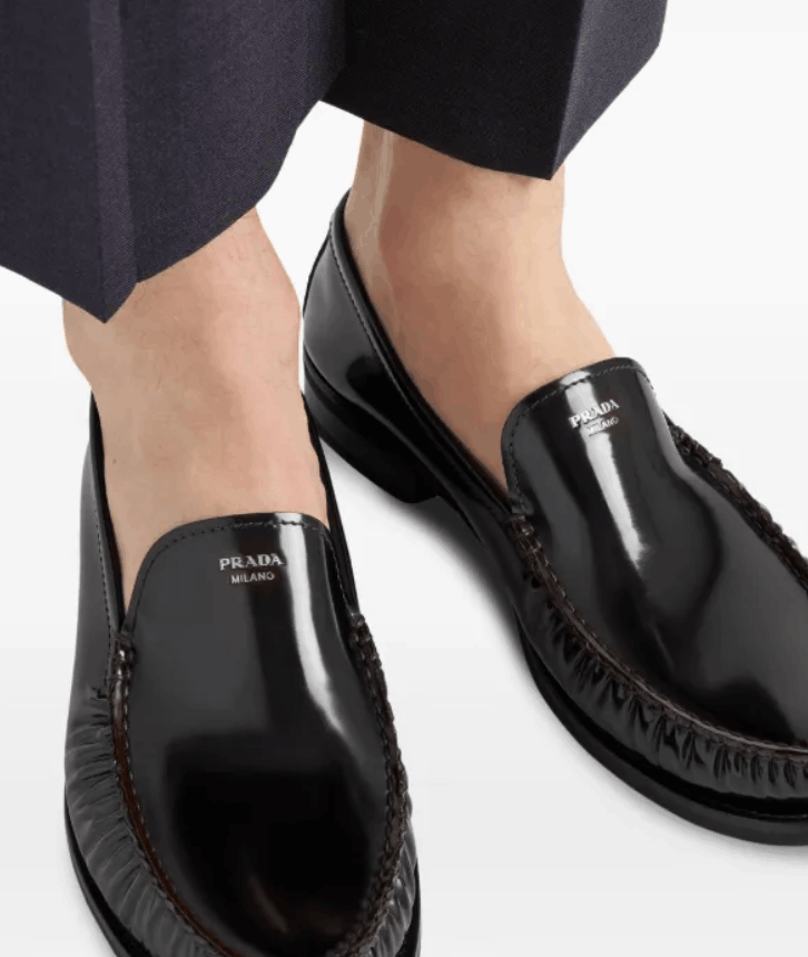 Prada Brushed Leather Loafers Black
