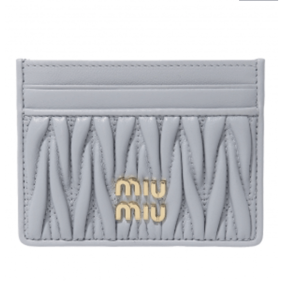 Pearl Gray Matelassé Nappa Leather Card Holder