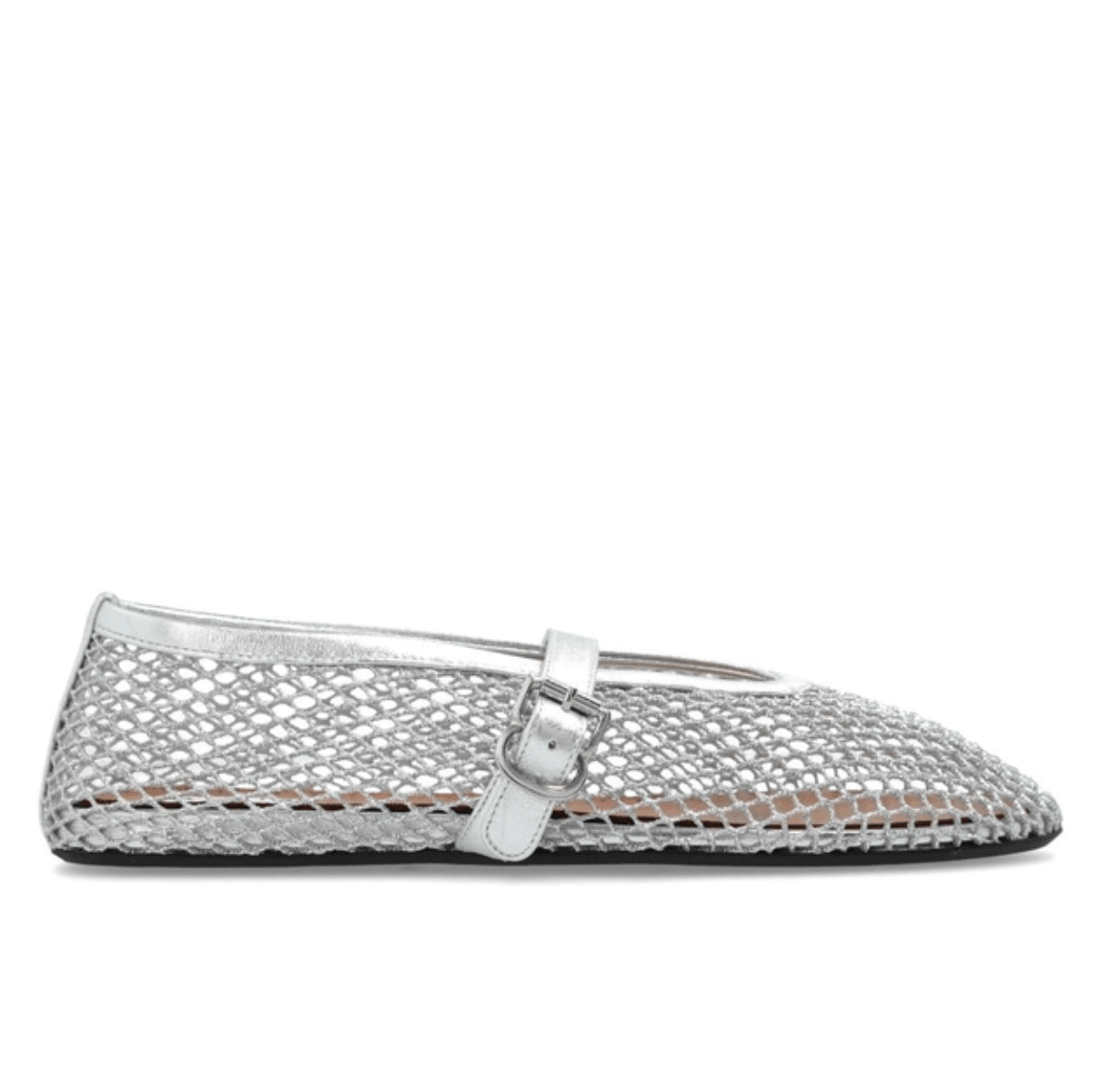 Net leather flat shoes