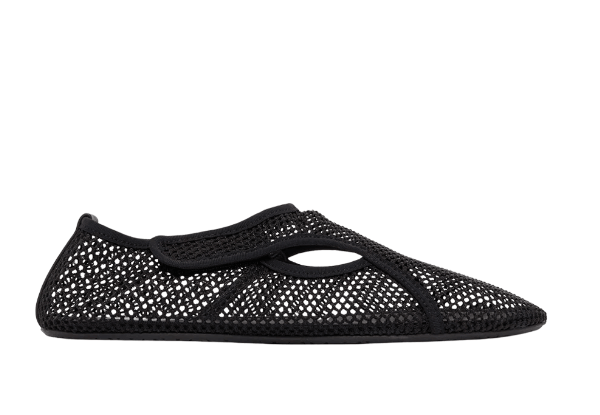 (W) Alaia Ballet Flats in Fishnet Black