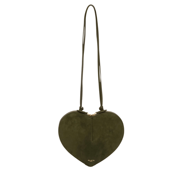 Alaia Le Cœur Bi-Material Bag in Leather Dark Green