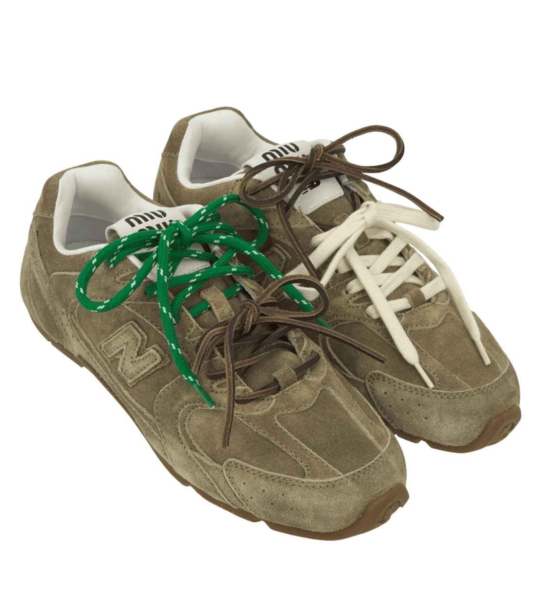 New Balance x Miu Miu 530 Suede Mesh Sneakers Ecru