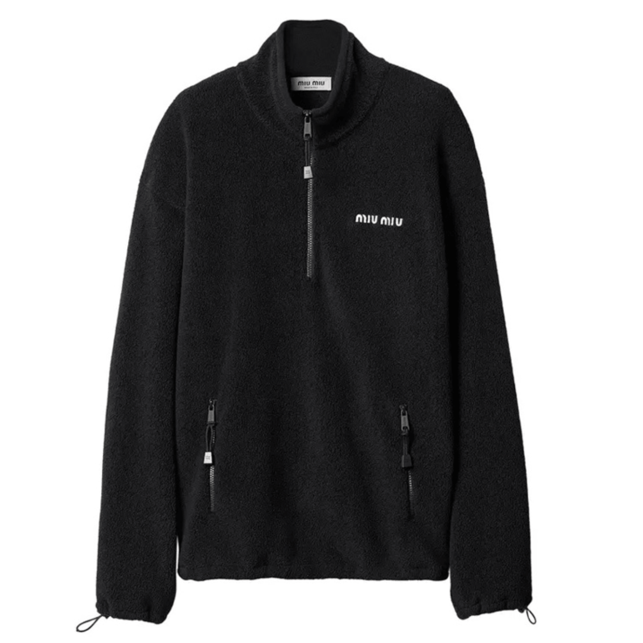 Miu Miu Fleece Sweatshirt With Embroidered Logo - Black 