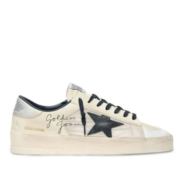 Stardan White and Navy Leather Sneakers