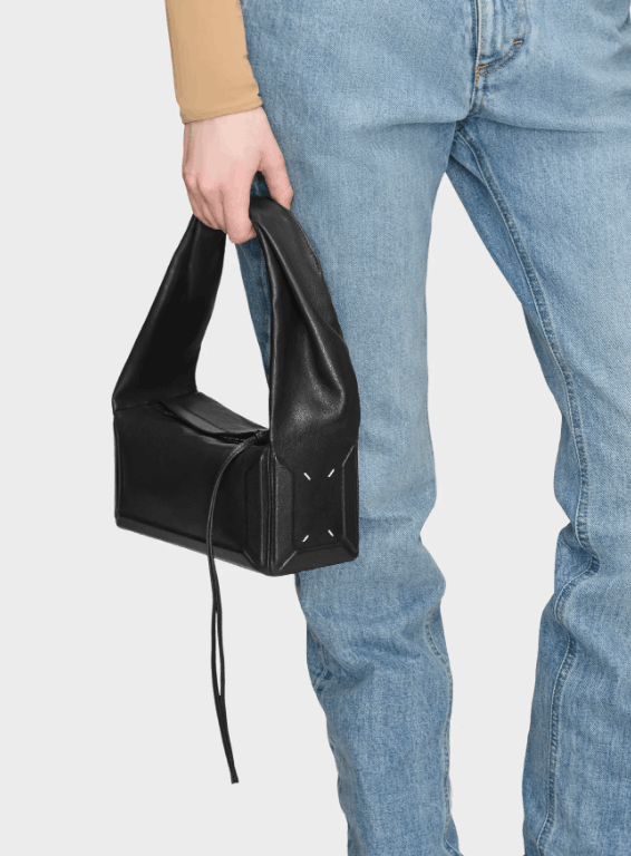 Designer Black Box Bag East West Small