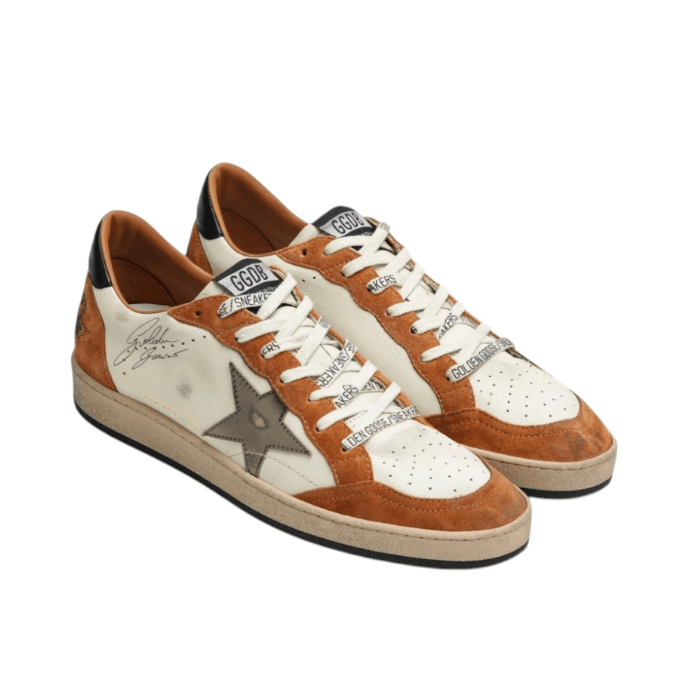 Golden Goose Ball Star sneakers in white/beige/brown/olive