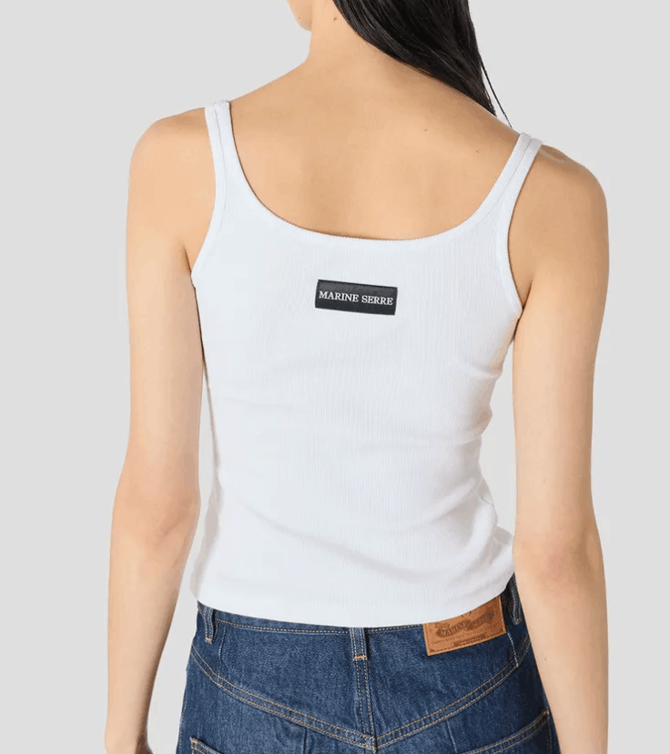 MOON LOGO RIBBED JERSEY CROP TANK TOP WH10 WHITE