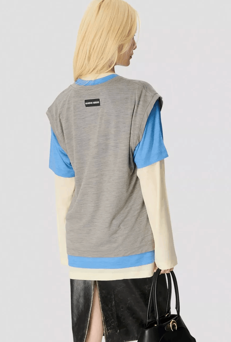 MERINO JERSEY THREE T-SHIRTS SET YBG1 YELLOW/BLUE/GREY