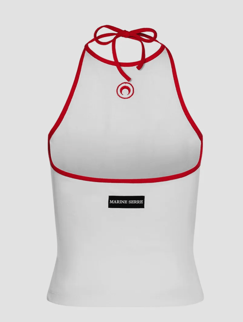 MOON LOGO BICOLOR JERSEY TANK TOP WH17 WHITE/RED