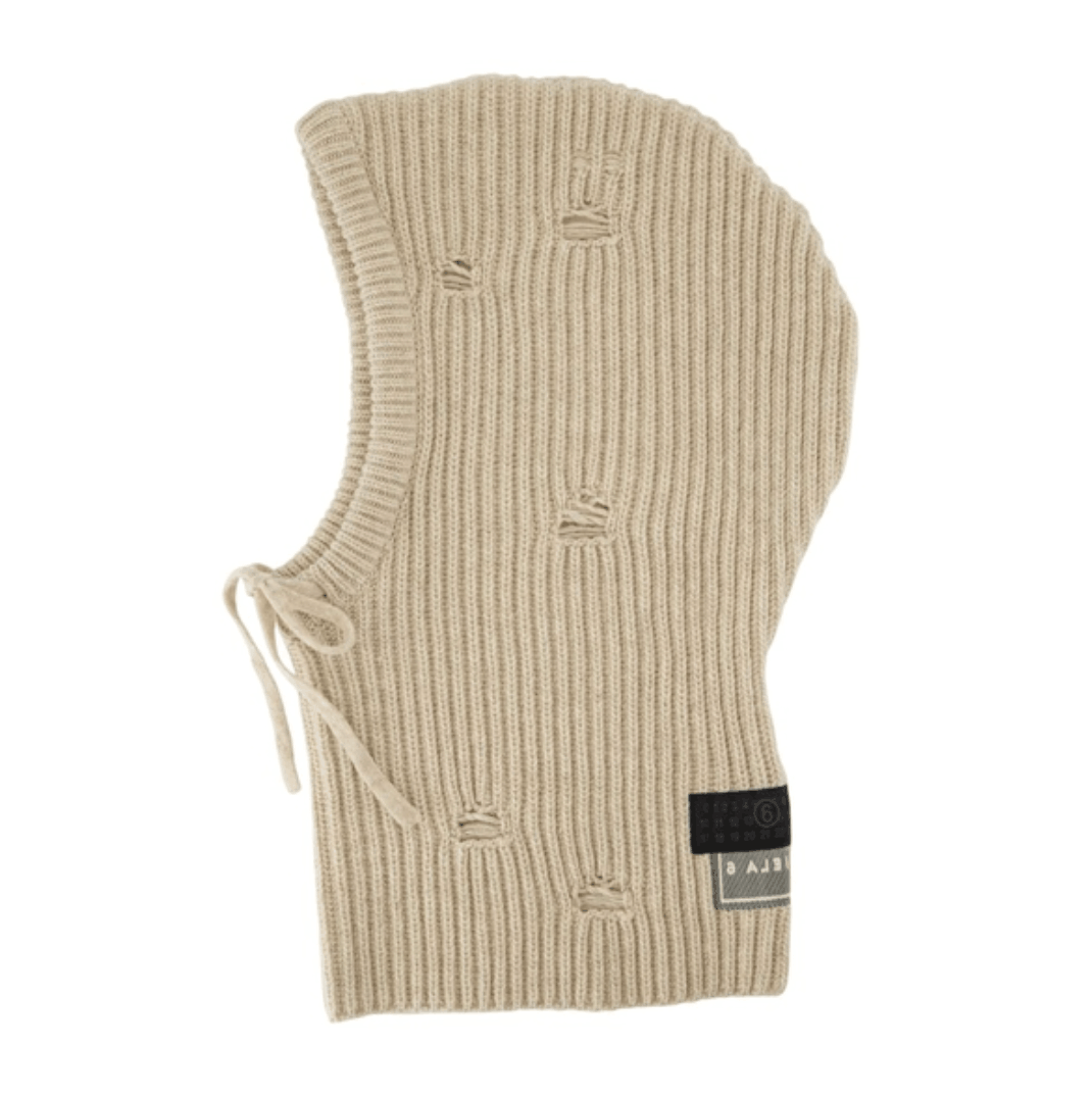 Mm6 Maison Margiela Wool Blend Balaclava With Distressed Effect