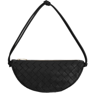 Bottega Veneta Intrecciato Half Moon Shoulder Bag Black