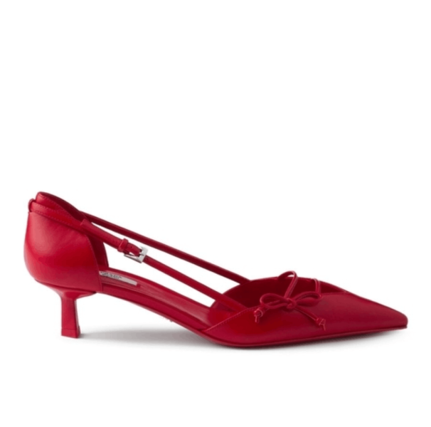 Red Open-side Leather Pumps