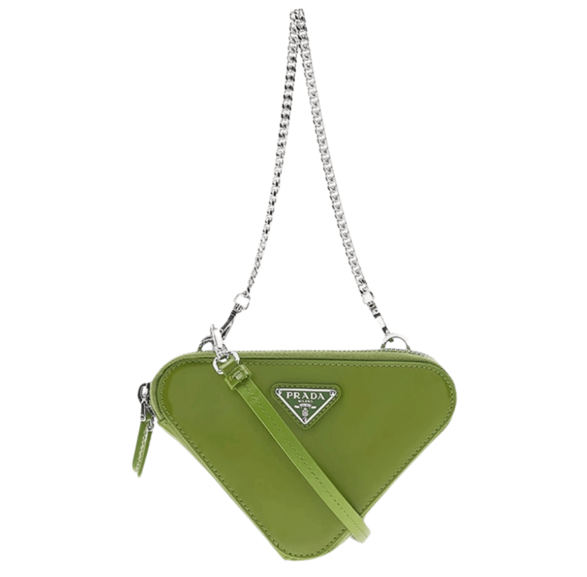 Prada Brushed Leather Mini Pouch Bag Fern Green